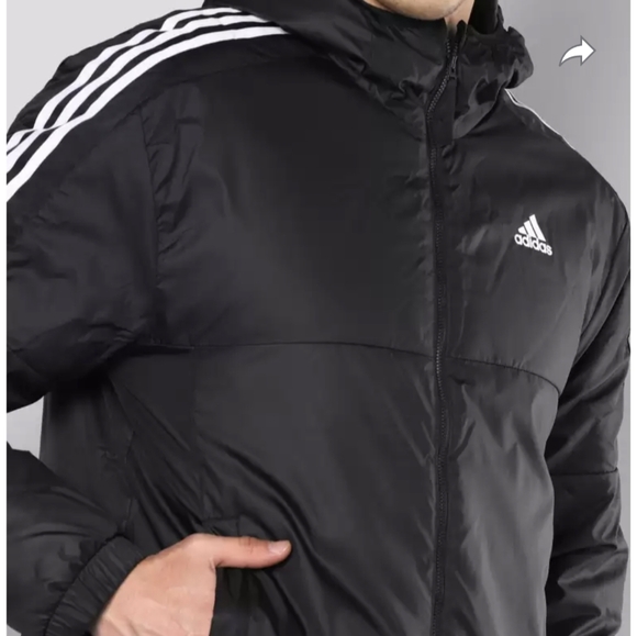 Adidas Essentials Insulated Hooded Jacket Black Sz.S - Picture 4 of 12